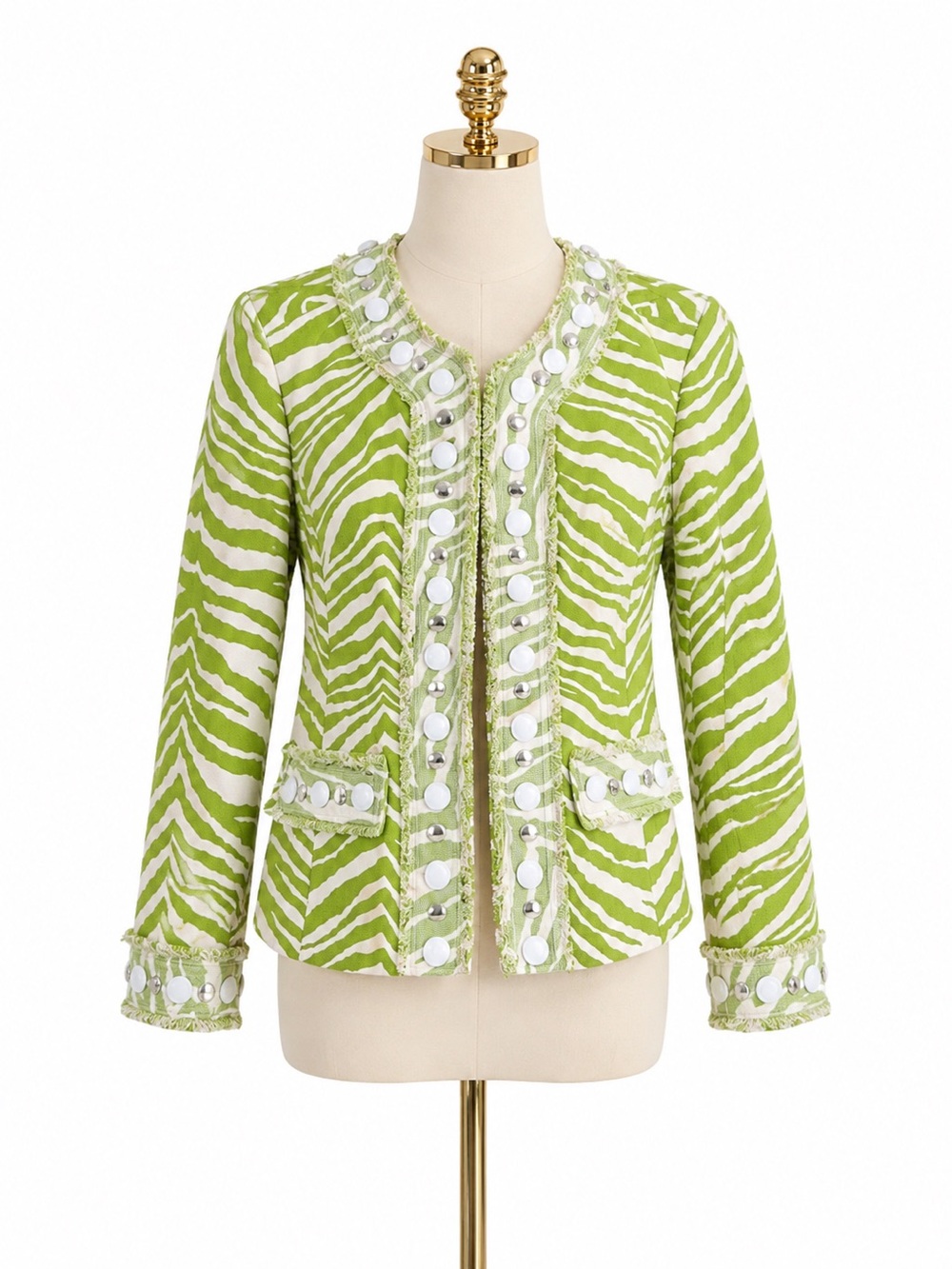 Berek S Green Zebra Jacket Rhinestone - Picture 2 of 10